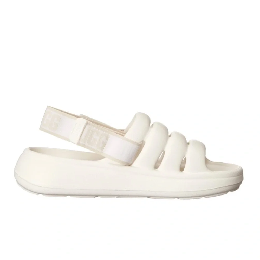 UGG White Sport Yeah Sandals M’s 6 Or W’s 7.5 (Beach Resort Spa Summer Unisex)